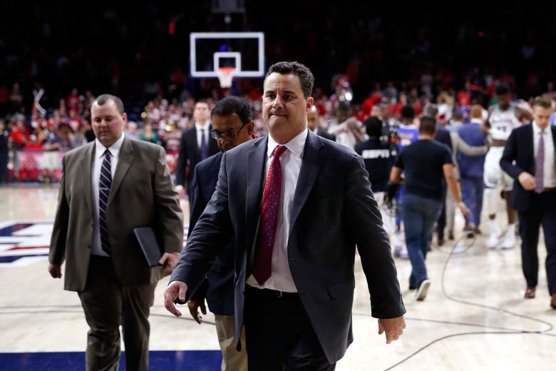 Arizona head coach Sean Miller on Feb. 8, 2018 at a game in Tucson.